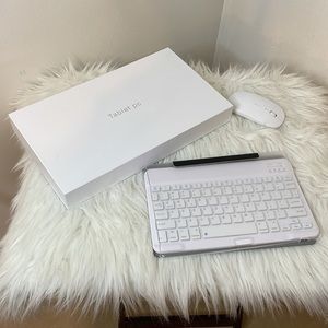 Wireless combo keyboard for tablet, mouse,tablet cover color white